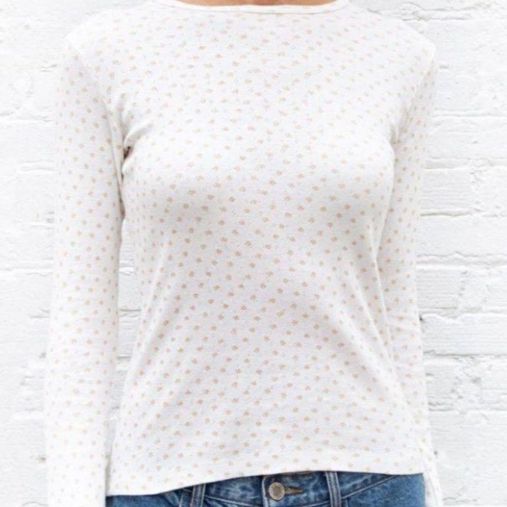 Brandy Melville Floral Leah Ribbed Long Sleeve